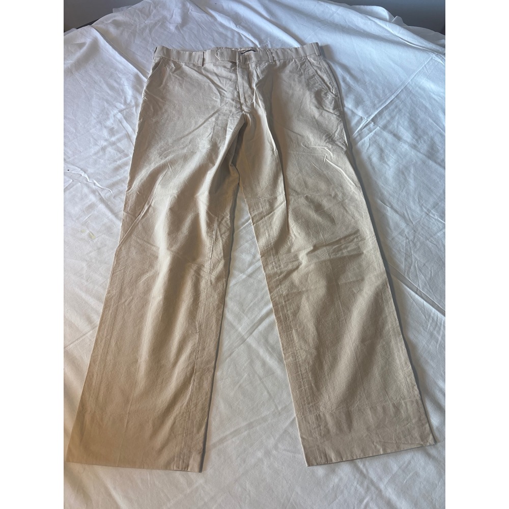 Brooks Brothers 1818 Fitzgerald Pants Mens 38x32 Tan Khaki Cotton